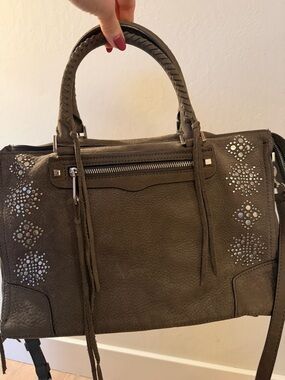 Rebecca Minkoff Olive Green Studded Leather Satchel